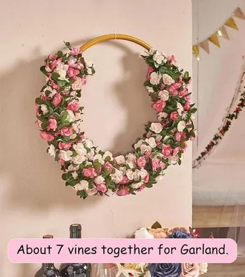 Produktbild von Hängende künstliche Blumengirlande – 6-teilig, 23 m lang – aus Pflanzenseide, für Hochzeiten, Torbögen, Wanddekorationen – Garten, Zuhause, Partys, Außen- und Innendekoration