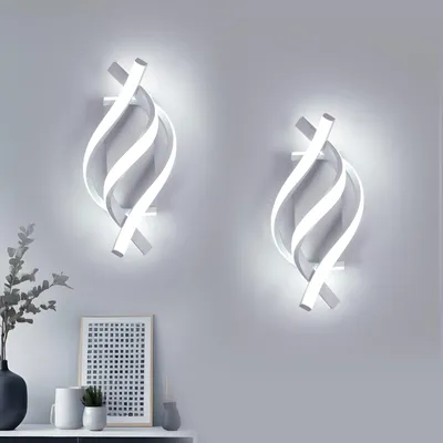 Image de Comely, lot de 2 appliques murales LED intérieures, blanches, 22W, 2500 lumens