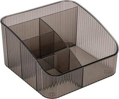 Image de Organisateur de maquillage pour bureau, dressing et salle de bain, avec 5 compartiments pour produits de beauté, organisateur de bureau, couleur gris