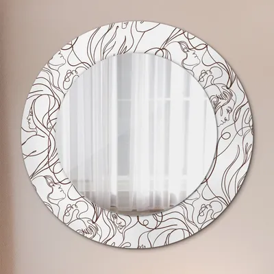 Produktbild von Wohnzimmer Spiegel - Mirror zum Wandspiegel Schlafzimmer – Schminkspiegel - Linear Kunst - Runder: Ø50cm