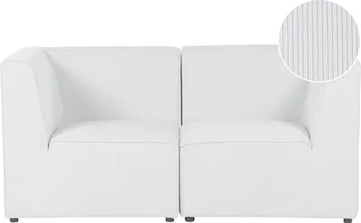 Produktbild von BELIANI Sofa Cremeweiß Stoffbezug aus Cord mit Armlehnen 2-Sitzer Modulsofa Wohnzimmermöbel Modern Wohnecke Sitzecke