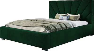 Produktbild von Polsterbett Denver mit Kopfteil, 140x200 cm, Doppelbett mit Bettkasten und Lattenrost aus Holz, Velourstoff, Farbe: Grün