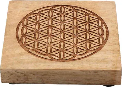 Produktbild von Untersetzer Mangoholz 10x10 cm – Blume des Lebens graviert