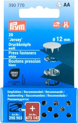 Produktbild von Prym Jersey, Nieten-Druckknopf-Verschluss, Messing, Weiß, Rund, , 1,2 cm