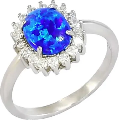 Produktbild von Glare791 Silber Ring Gr. 56 mit synthetischem Opal und Zirkonia, 24x21x12 mm
