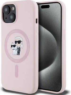 Image de Coque Karl Lagerfeld Silicone Karl&Choupette Magsafe Do Iphone 15 Plus Różowy