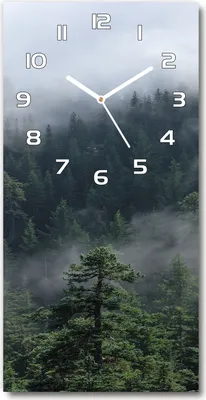 Produktbild von Wanduhr aus Glas – 30x60 cm - Glasbild - Glasuhr - Gehärtetes Glas -Nebel über dem Wald