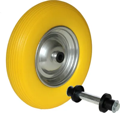 Produktbild von Schubkarrenrad Vollgummi Gelb 4.80/4.00-8 - Ø390 x 95mm Ersatzrad Schubkarrenreifen