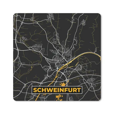 Produktbild von MuchoWow® Mauspad Mousepad Deutschland - Schwarz und Gold - Schweinfurt - Stadtplan - Karte 20x20 cm - Mousepads - Maus Mat - Pad - Mausunterlage - Desk Mat - Bureauartikeln