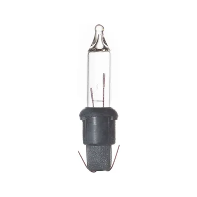 A single replacement light bulb with a black base and clear glass bulb, isolated on a white background.