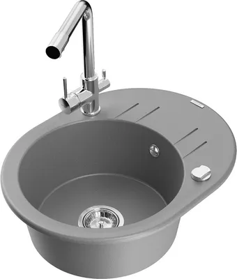 Produktbild von Mexen Kevin 1 Becken-Granitspüle mit Abtropffläche und Mischbatterie Duero, Grau - 6517-71-671600-00