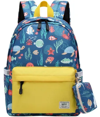Immagine prodotto di Zaino per bambini, zaino per l'asilo, motivo con animali cartoni animati, con portamonete, colore giallo