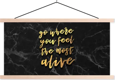 Produktbild von MuchoWow® Textilposter Zitate - Leben - Marmor 60x30 cm mit holzfarbenen Rahmen - Dekoration