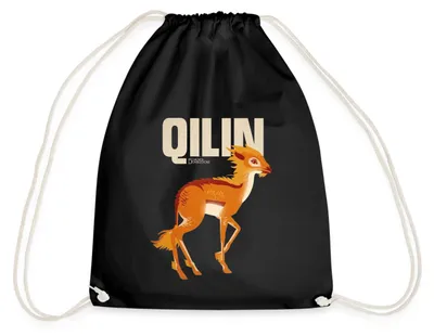 Produktbild von Spreadshirt Phantastische Tierwesen 3 Qilin Einhorn Turnbeutel, One size, Schwarz