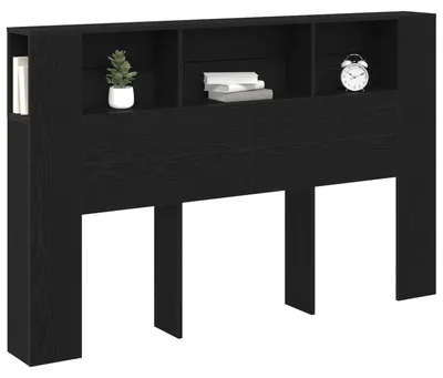 Image de vidaXL, panneau de tête de meuble, noir, imitation chêne, matériau composite en bois