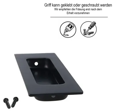 Produktbild von Griffmuschel Edelstahl Schwarz gebürstet - Einlassgriff 120x40mm Schiebetürgriff