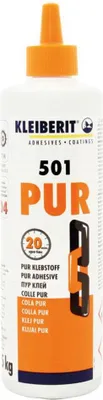 A bottle of Kleiberit PUR adhesive.