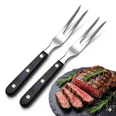 Fleischgabel-Set 2 Stück, Edelstahl, 29 cm, schwarz