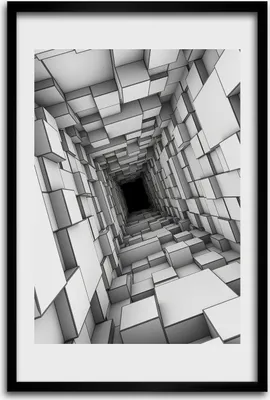 Produktbild von Bild - Bilderrahmen - 40 cm x 60 cm - MDF - Rahmen - Wandkunst - Tunnel mit Würfeln