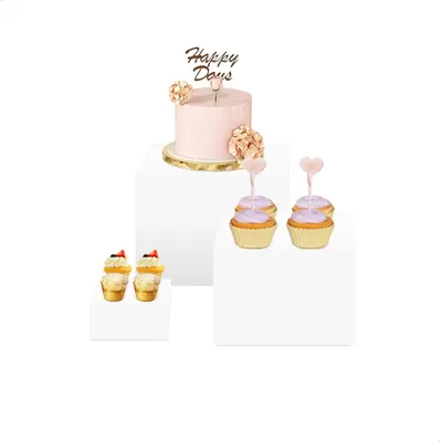 Acryl Kuchenständer 3er Set, stabil, mehrstöckig, 12,6×12,6×7,6 cm