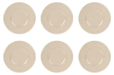 6 Dessertteller Reiskorn Steingut taupe Ø 21 cm