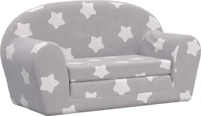 Produktbild von vidaXL 2-Sitzer Schlafsofa für Kinder Hellgrau Sterne Weicher Plüsch