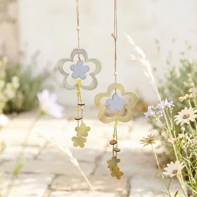 Produktbild von Hänger Holzblume 2er Set ca. 50 cm - Dekoration
