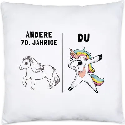 Produktbild von 70. Geburtstag Kissen inkl. Füllung mit Spruch Frauen Lustig Einhorn 70 Jahre Geschenk-Idee Andere 70 Jährige