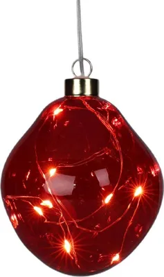 Obrázok produktu pre Sklenená liata guľa "Drop" s LED diódou - 10 cm, červená
