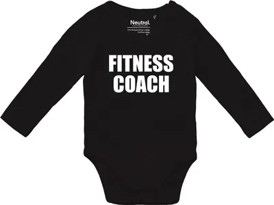 Produktbild von Huuraa Baby Body Fitness Coach Training 68 Black  Baumwolle Fairtrade Langarmbody Geschenkidee