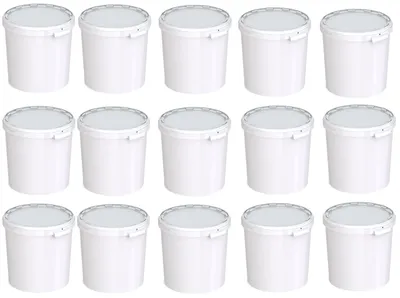 Produktbild von SILPLAST Eimer mit Deckel 30L x 15 Kunststoffeimer 30 Liter lebensmittelecht stapelbar Plastikeimer leer Weiß