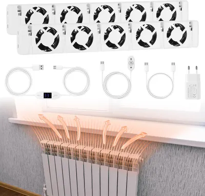 Zdjęcie produktu dla Peviasot, wzmacniacz grzejnikowy, 5-kanałowy, zestaw 2 sztuki, termostat 0–60 °C, kolor biały