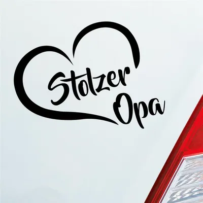 Produktbild von Auto Aufkleber Stolzer Opa Liebe Herz Großvater Enkel 12x10 cm Schwarz Glanz Sticker Heckscheibenaufkleber