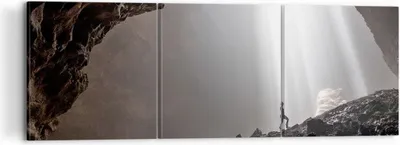Produktbild von Bild auf Leinwand - Leinwandbild - 3 Teile - Höhle Morgendämmerung Frau - 120x40cm - Wand Bild - Wanddeko - Wandbilder - Leinwanddruck - Bilder - Wanddekoration - Leinwand bilder - CA120x40-4468