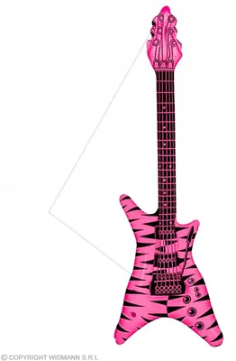 Image de "GUITARE GONFLABLE ROCK" rose et noire, avec bandoulière - 95 cm
