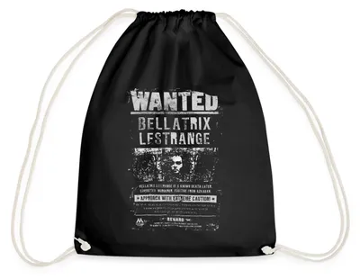 Produktbild von Spreadshirt Harry Potter Bellatrix Lestrange Wanted Turnbeutel, One size, Schwarz