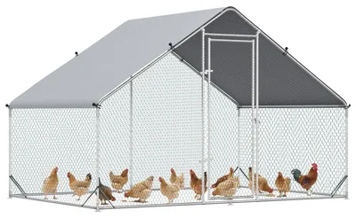Productafbeelding van Kippenhok, vrije uitloop, pluimveehuis met schaduwdak, buitenren voor 4-6 kippen, eenden, konijnen, 3 x 2 x 2 m