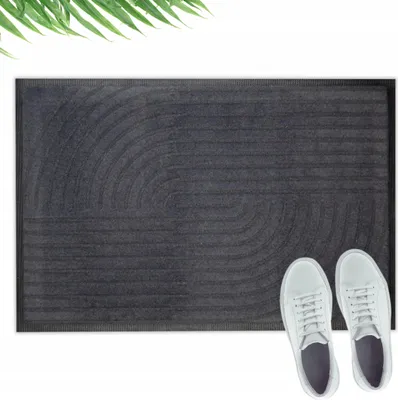 Zdjęcie produktu dla Zewnętrzna Wycieraczka Mata 40x60cm Fale Prostokątna Szara Wytrzymała