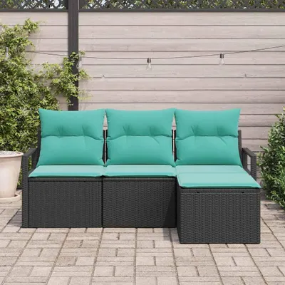 Immagine prodotto di Set di divani 4 pcs Nero polyrattan