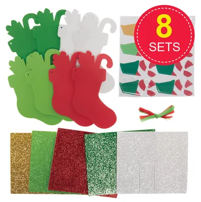 Produktbild von Weihnachtsstrumpf Dekorationsset 8er Pack Baker Ross FX776 Bastelset Kinder