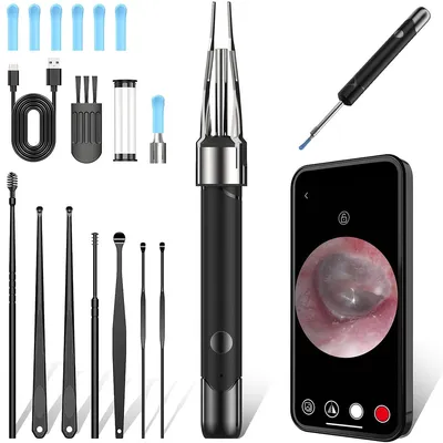 Produktbild von Ohrreiniger mit 5MP HD Kamera, WiFi-Otoskop zur Ohrenschmalzentfernung, inkl. 6 Ohrpickel, kompatibel mit iOS & Android