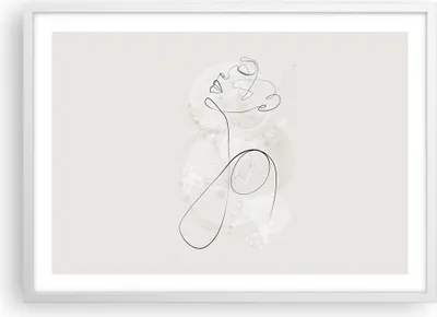 Produktbild von Gerahmtes Poster - Weißer Rahmen - Frau eins Linie - 70x50 cm - Wand Bild - Wanddeko - Wandbilder - Kunstposter - Wandposter - Bilderrahmen - Bilder - Kunstdruck - Wanddekoration - P2WAA70x50-4576