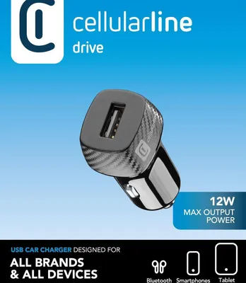 Produktbild von Cellularline USB Car Charger 12W, Auto, Zigarettenanzünder, Schwarz