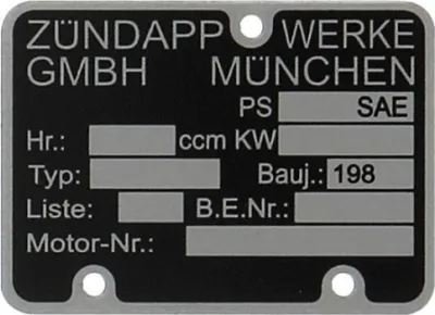 Produktbild von Motorplakette 198..... für Zündapp