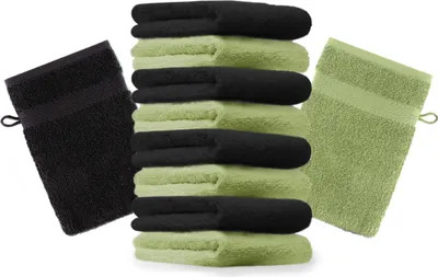 Zdjęcie produktu dla Betz 10 sztuk rękawiczek do mycia 16x21 cm PREMIUM 100% bawełna Kolor: czarny i zielony jabłkowy