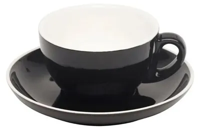 Produktbild von 12x Caffé Latte Tasse + Untertasse Italia 350 ml schwarz, Porzellan