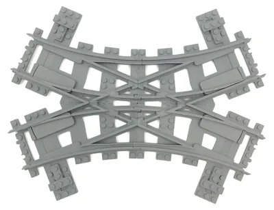Productafbeelding van Trixbrix Dubbele Engelse wissel R40 – rails voor LEGO® City trein, accessoires compatibel met klemblokjes