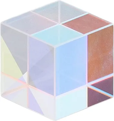 Produktbild von Dichroitisches Würfelprisma, buntes Glas für Physik, Unterricht, Forschung, Dekoration, Kunsterziehung, 18 x 18 x 18 mm