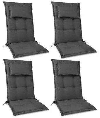 Produktbild von Beautissu 4er Set Premium Gartenstuhlauflage Hochlehner 120x50x7cm, Anthrazit