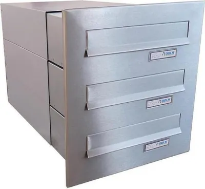 Produktbild von B-042 3er Edelstahl Durchwurfbriefkastenanlage (Tiefe: 39-62 cm)